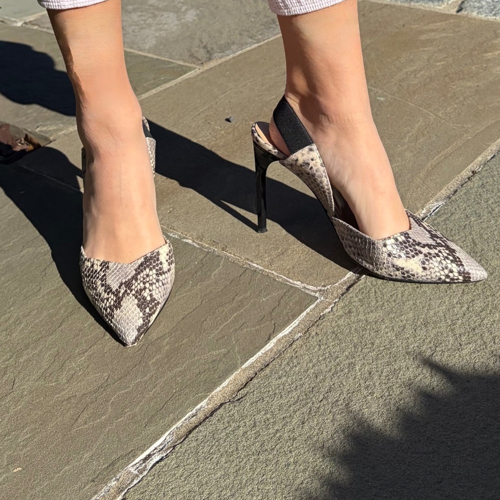 Diane Von Furstenberg Blaire Heels Python Print G… - image 1